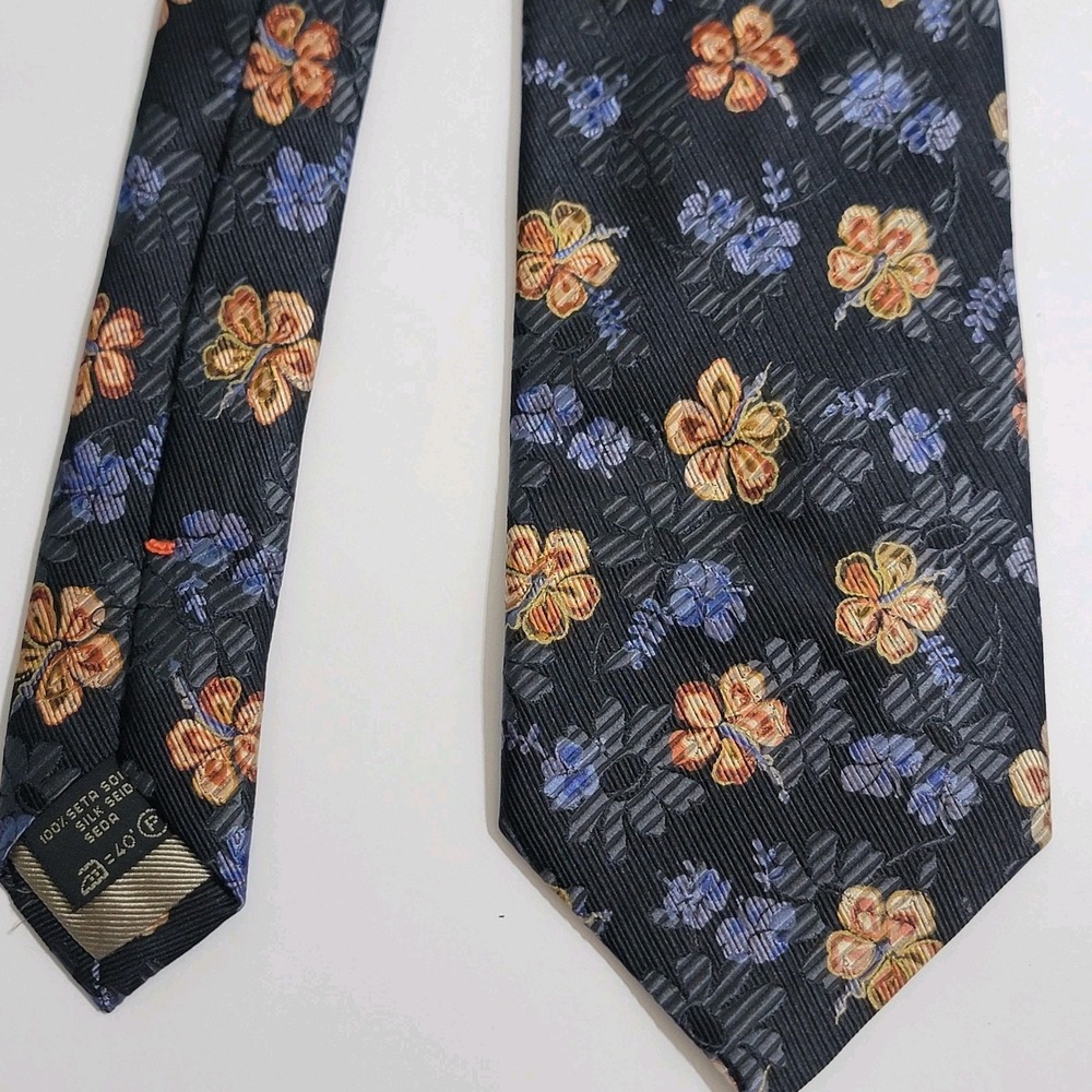 Ermenegildo Zegna 100% Silk Tie Luxury Italian Designer Textured Florals